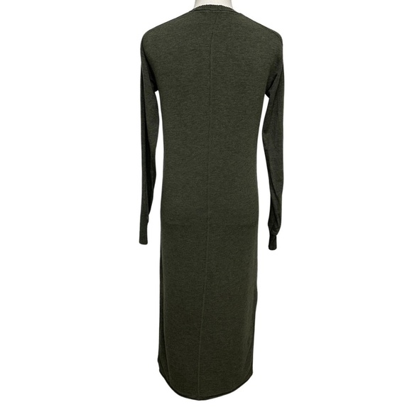Rag And Bone Townes Dress Heather Army Green Crew Knit Midi Dress Size XSmall - Picture 8 of 9